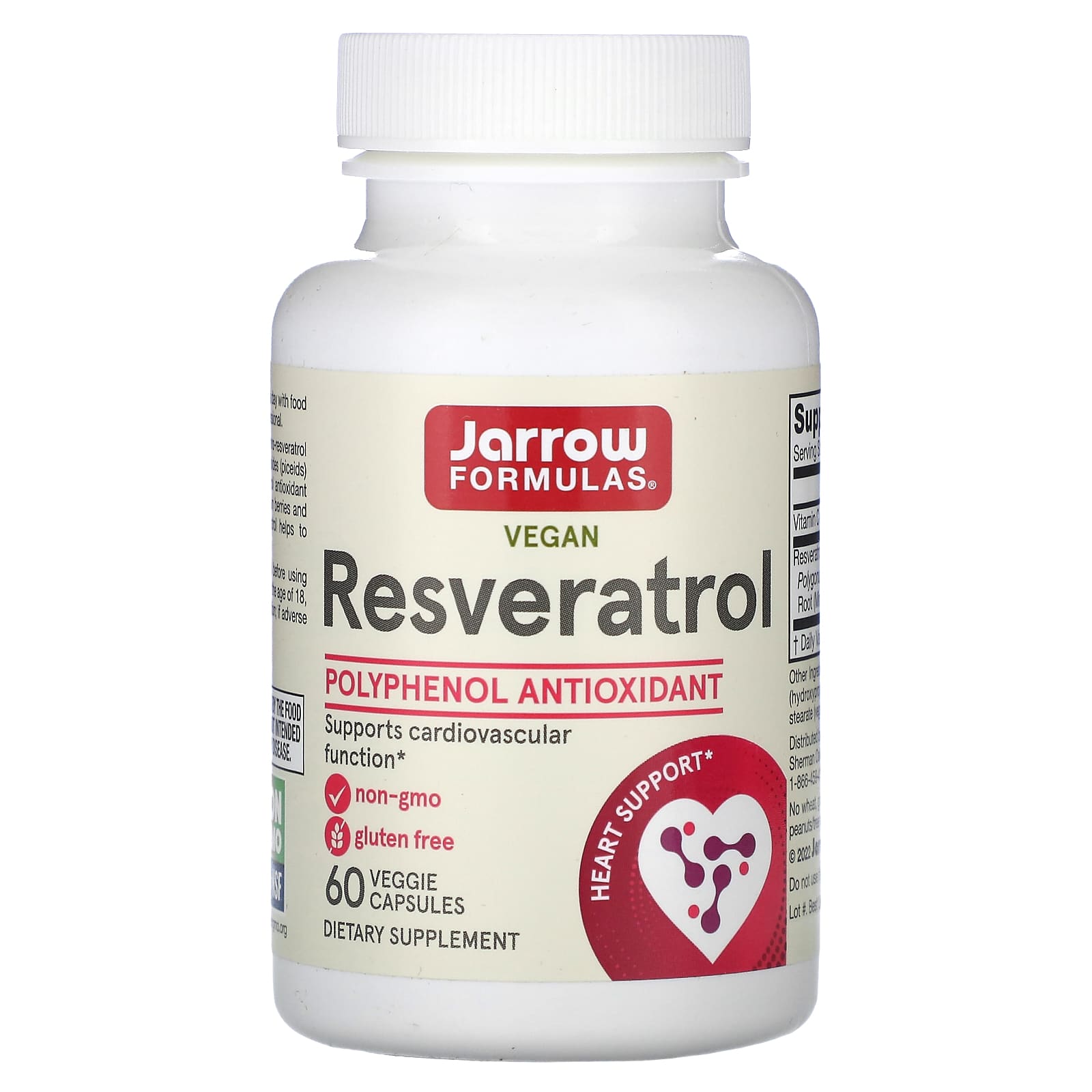 Jarrow Formulas, Resveratrol, 100 mg, 60 Veggie Caps UPC 790011140818 | HiLife Vitamins